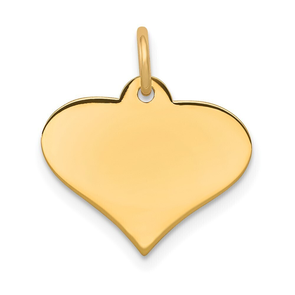 Kazi Luxury 14k Plain .011 Gauge Engraveable Heart Disc Charm